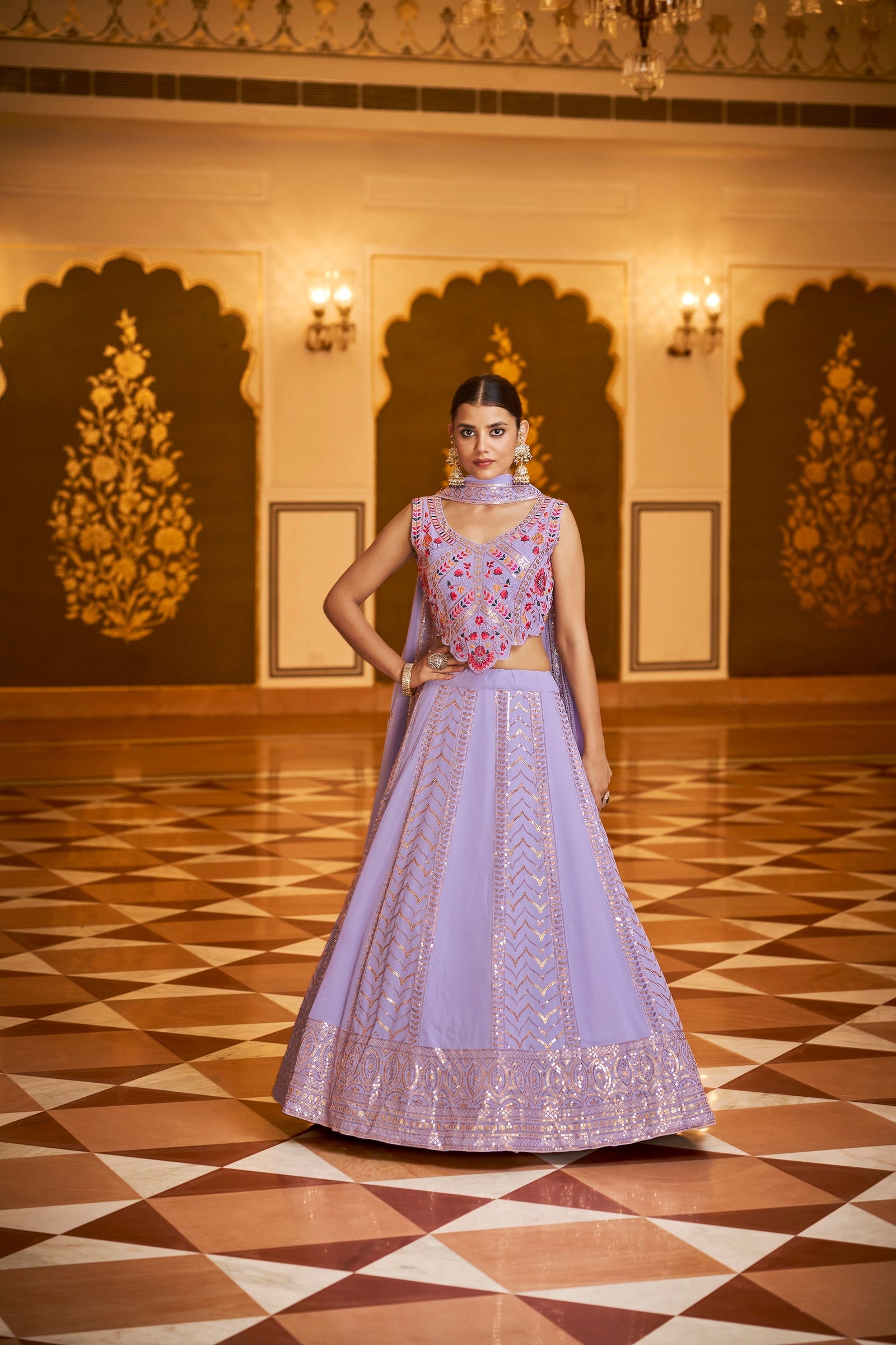 Party Wear Lavender Color Sequence Embroidered Work Lehenga Choli Clothsvilla