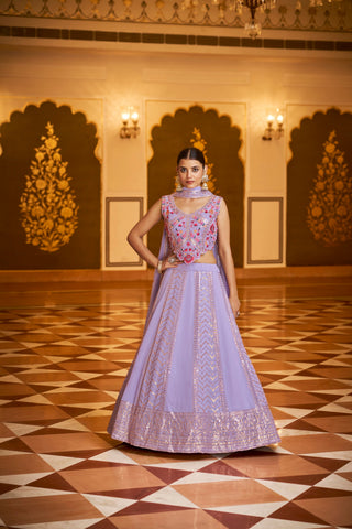 Party Wear Lavender Color Sequence Embroidered Work Lehenga Choli Clothsvilla