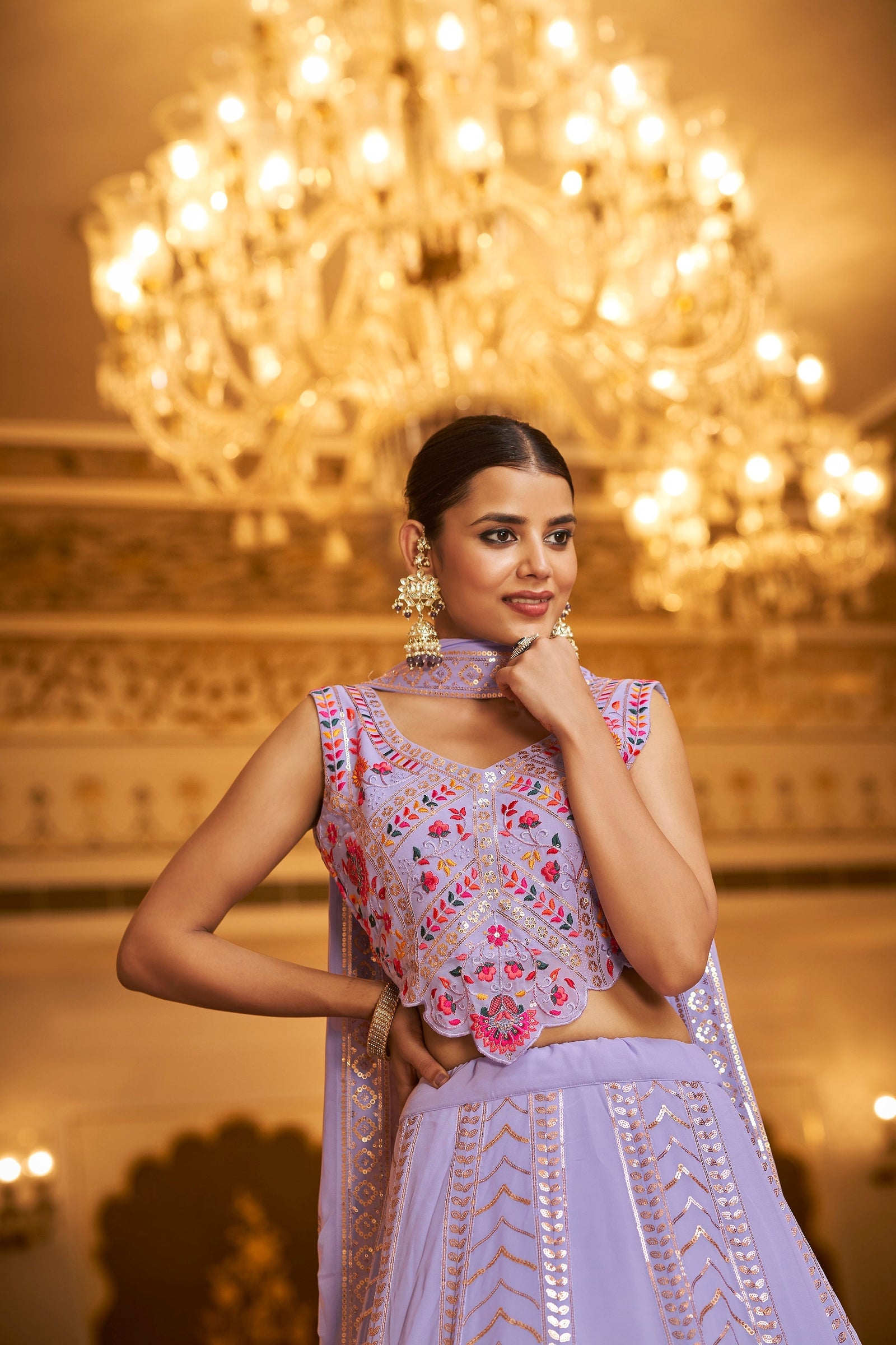 Party Wear Lavender Color Sequence Embroidered Work Lehenga Choli Clothsvilla