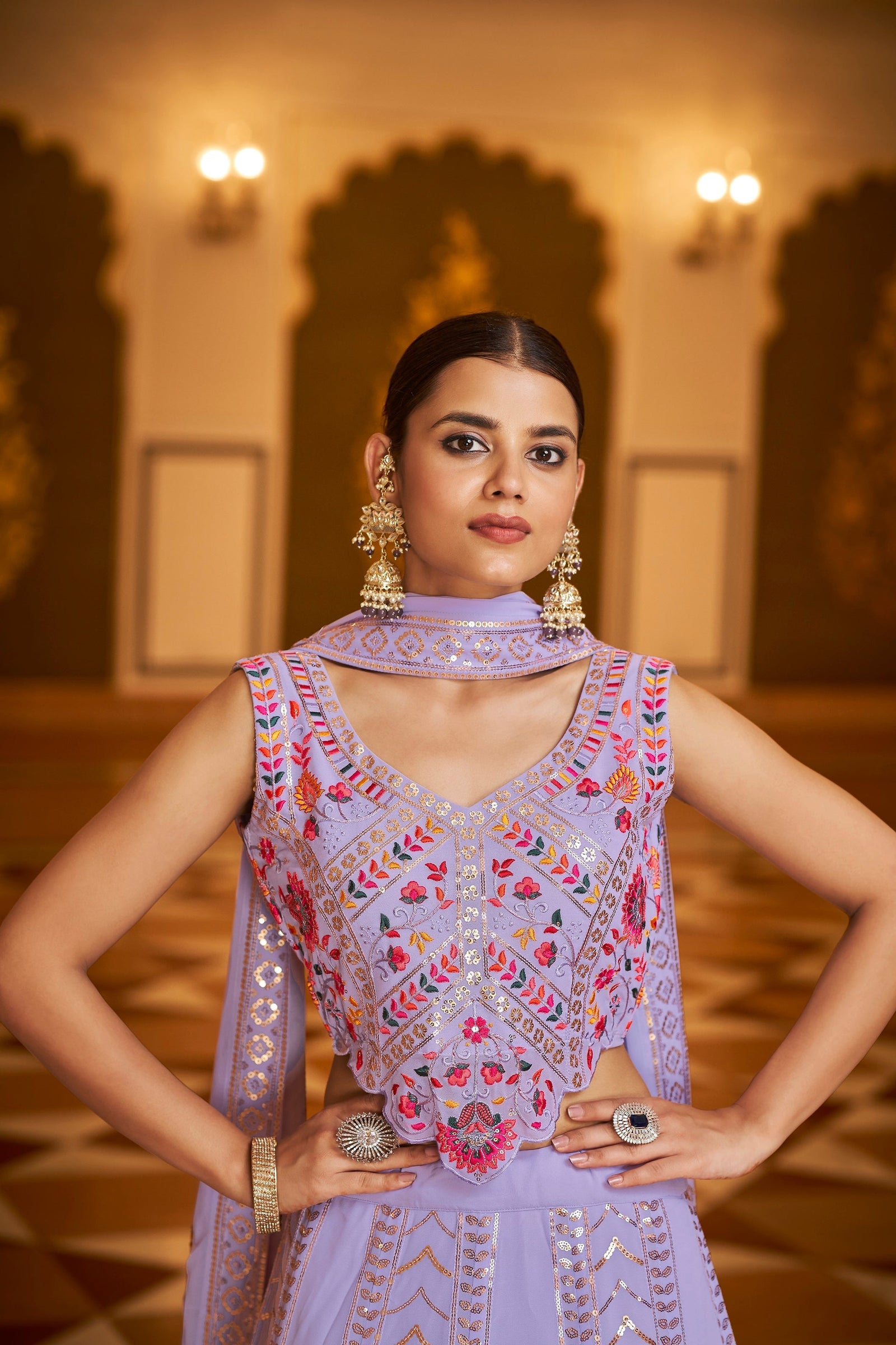 Party Wear Lavender Color Sequence Embroidered Work Lehenga Choli Clothsvilla