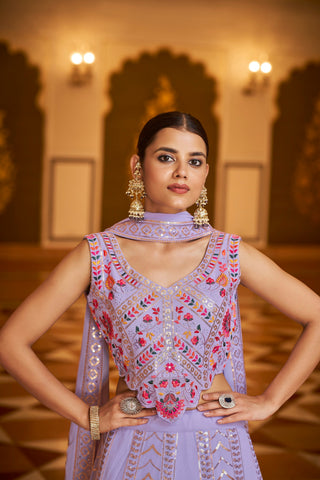 Party Wear Lavender Color Sequence Embroidered Work Lehenga Choli Clothsvilla