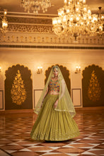 Load image into Gallery viewer, Party Wear Olive Green Color Sequence Embroidered Work Lehenga Choli Clothsvilla