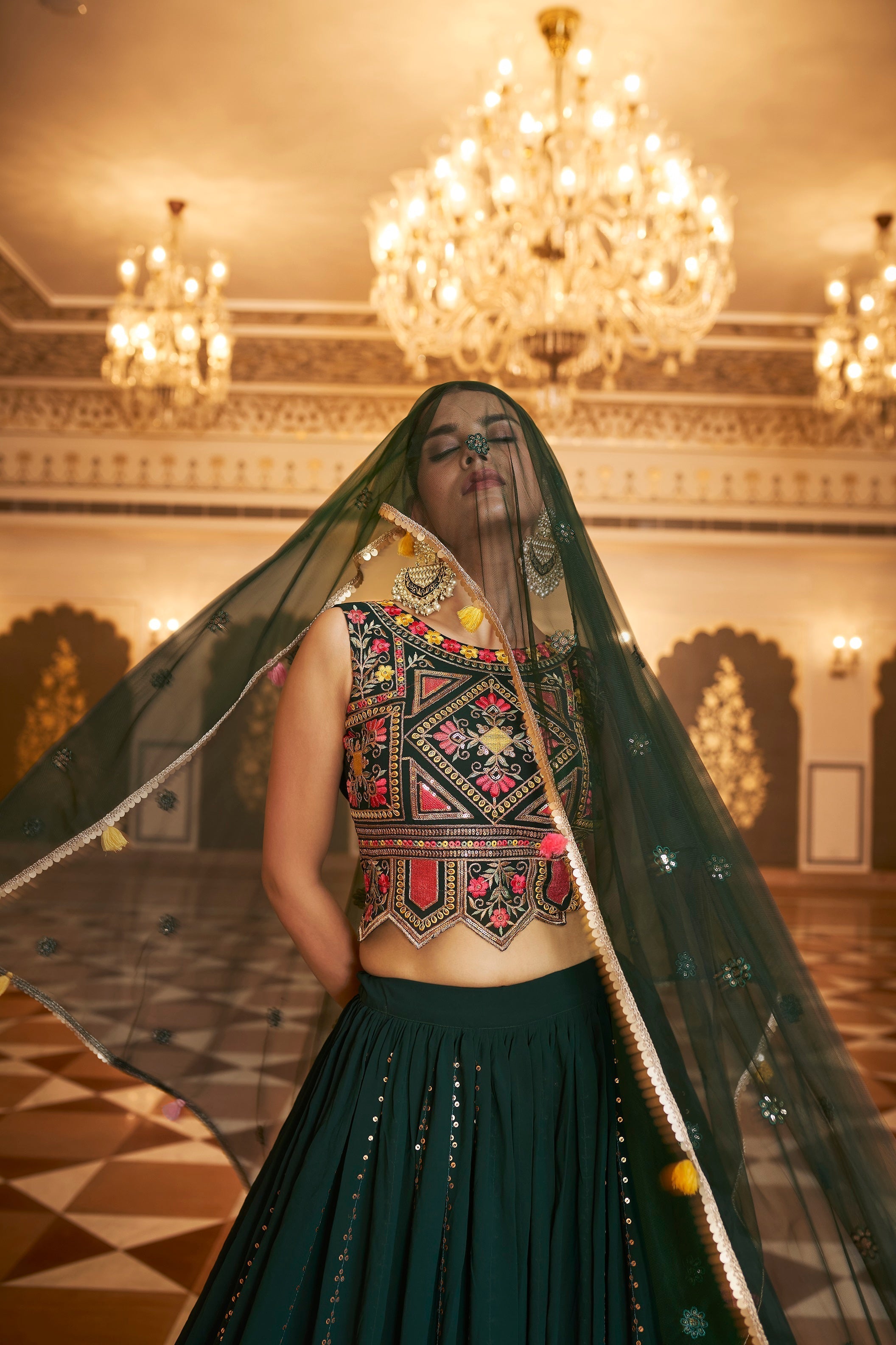 Party Wear Dark Green Color Sequence Embroidered Work Lehenga Choli Clothsvilla