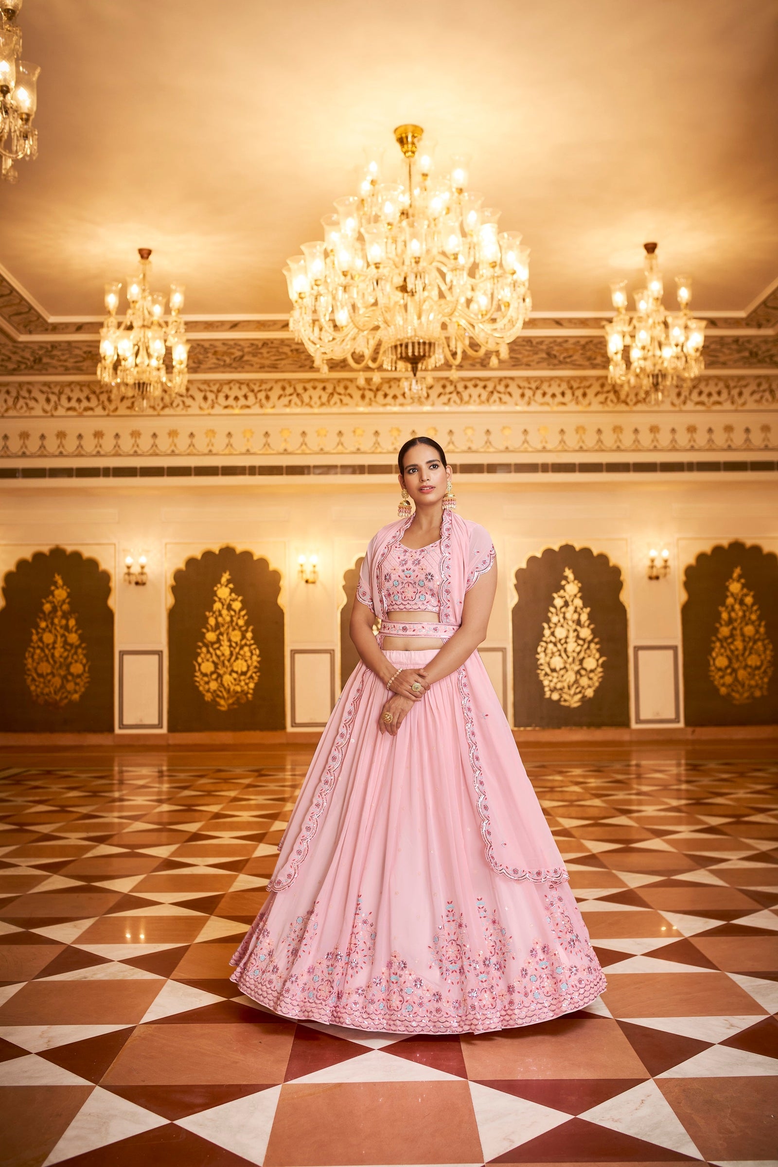 Party Wear Pink Color Sequence Embroidered Work Lehenga Choli Clothsvilla