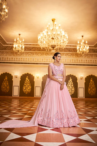 Party Wear Pink Color Sequence Embroidered Work Lehenga Choli Clothsvilla