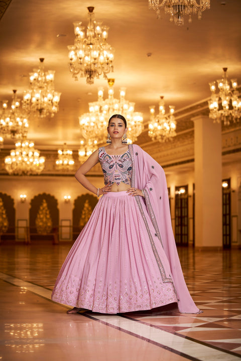 Party Wear Light Pink Color Sequence Embroidered Work Lehenga Choli Clothsvilla Main image