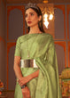 Load image into Gallery viewer, Pear Green Designer Satin Silk Saree Clothsvilla