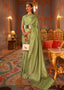 Pear Green Designer Satin Silk Saree Clothsvilla
