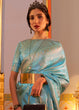 Load image into Gallery viewer, Cyan Blue Designer Satin Silk Saree Clothsvilla