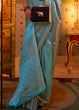 Load image into Gallery viewer, Cyan Blue Designer Satin Silk Saree Clothsvilla