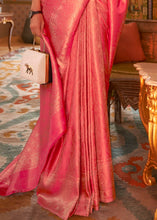 Load image into Gallery viewer, French Rose Pink Designer Satin Silk Saree Clothsvilla