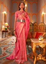 Load image into Gallery viewer, French Rose Pink Designer Satin Silk Saree Clothsvilla