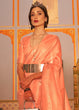 Load image into Gallery viewer, Coral Orange Designer Satin Silk Saree Clothsvilla