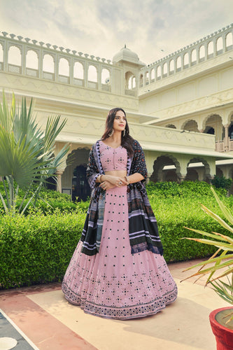 Luxuriant Sequence Embroidery Work Dusty Pink Lehenga Choli Clothsvilla