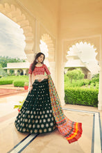 Load image into Gallery viewer, Luxuriant Sequence Embroidery Work Green With Pink Lehenga Choli Clothsvilla