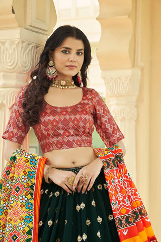 Luxuriant Sequence Embroidery Work Green With Pink Lehenga Choli Clothsvilla