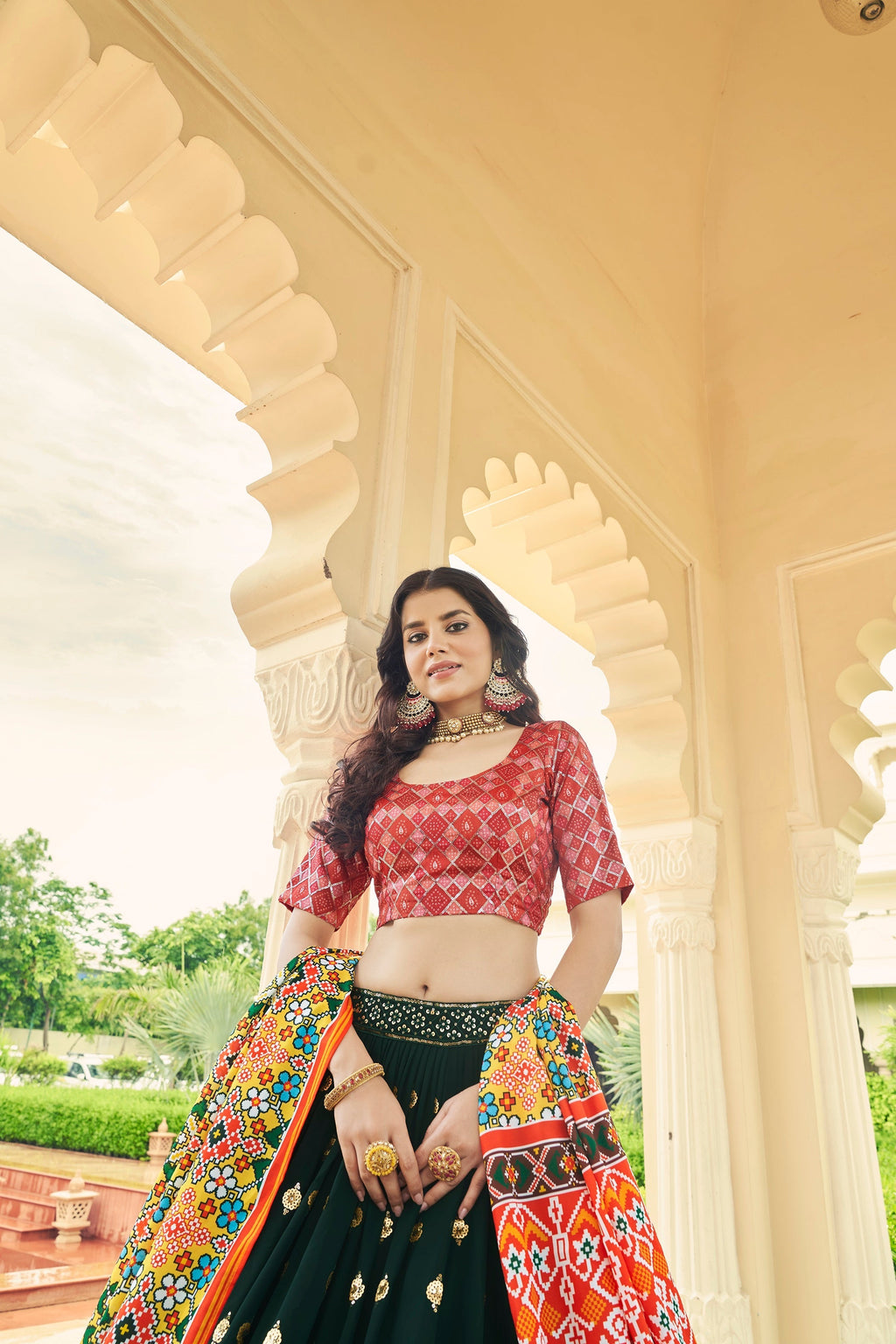 Luxuriant Sequence Embroidery Work Green With Pink Lehenga Choli Clothsvilla