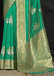 Load image into Gallery viewer, Jungle Green Banarasi Silk Floral Woven Saree with Golden Border and Pallu Clothsvilla
