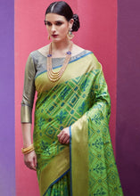 Load image into Gallery viewer, Emerald Green Woven Patola Silk Saree Clothsvilla