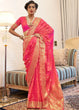 Load image into Gallery viewer, French Rose Pink Ultra Soft Kanjivaram Silk Saree with Zari  Border and Pallu Clothsvilla
