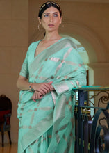 Load image into Gallery viewer, Turquoise Blue Banarasi-Chanderi Fusion Woven Silk Saree Clothsvilla