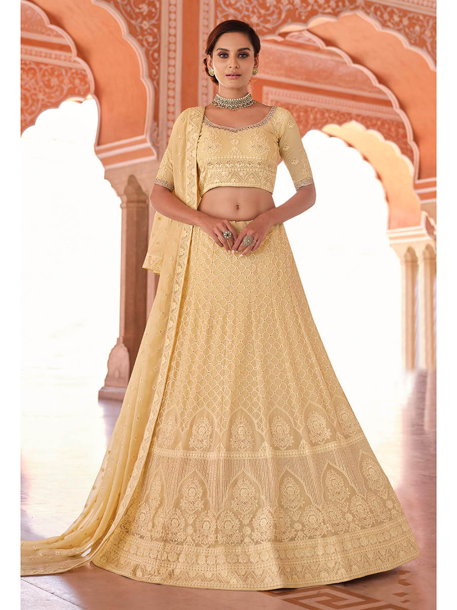 Off White Embroidered Designer Lehenga Choli Clothsvilla Main image