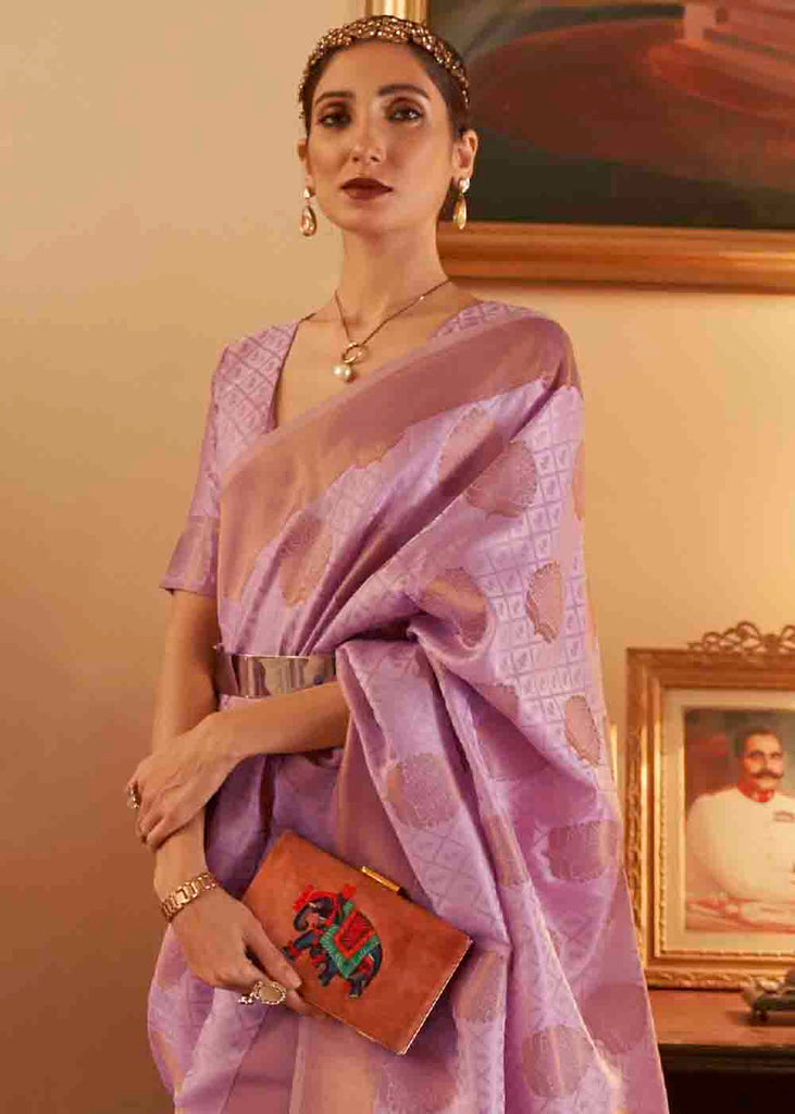 Lilac Purple Handloom Weave Banarasi Silk Saree Clothsvilla