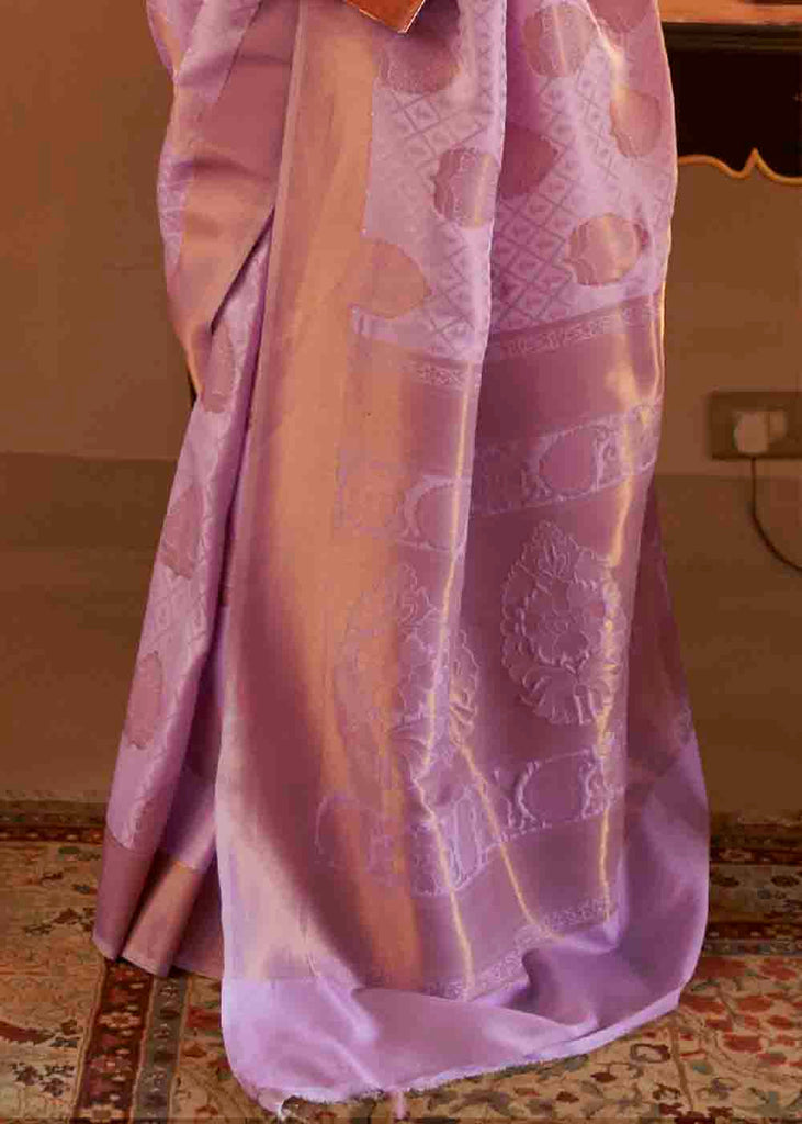 Lilac Purple Handloom Weave Banarasi Silk Saree Clothsvilla