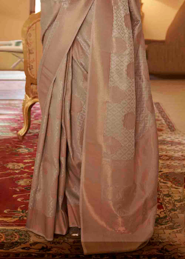 Tan Brown Handloom Weave Banarasi Silk Saree Clothsvilla