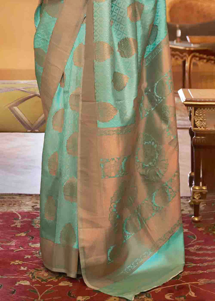 Seafoam Green Handloom Weave Banarasi Silk Saree Clothsvilla