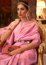 Load image into Gallery viewer, Rose Pink Handloom Weave Banarasi Silk Saree Clothsvilla