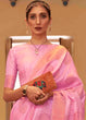Load image into Gallery viewer, Rose Pink Handloom Weave Banarasi Silk Saree Clothsvilla