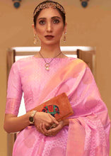 Load image into Gallery viewer, Rose Pink Handloom Weave Banarasi Silk Saree Clothsvilla