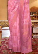 Load image into Gallery viewer, Rose Pink Handloom Weave Banarasi Silk Saree Clothsvilla