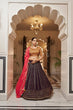 Load image into Gallery viewer, Purple With Mustard Color Embroidered Semi Stitched Bridal Lehenga Choli Clothsvilla