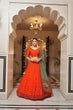 Load image into Gallery viewer, Orange Color Embroidered Semi Stitched Bridal Lehenga Choli Clothsvilla