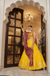 Load image into Gallery viewer, Yellow With Maroon Color Embroidered Semi Stitched Bridal Lehenga Choli Clothsvilla