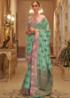 Load image into Gallery viewer, Fern Green Zari Butta Woven Tussar Silk Saree Clothsvilla
