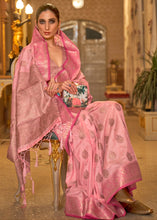 Load image into Gallery viewer, Mauvelous Pink Zari Butta Woven Tussar Silk Saree Clothsvilla