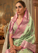 Load image into Gallery viewer, Pastel Green Zari Butta Woven Tussar Silk Saree Clothsvilla