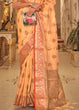 Load image into Gallery viewer, Light Orange Zari Butta Woven Tussar Silk Saree Clothsvilla