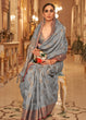 Load image into Gallery viewer, Flint Grey Zari Butta Woven Tussar Silk Saree Clothsvilla