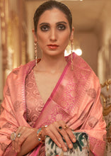 Load image into Gallery viewer, Coral Pink Zari Butta Woven Tussar Silk Saree Clothsvilla