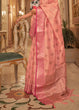 Load image into Gallery viewer, Coral Pink Zari Butta Woven Tussar Silk Saree Clothsvilla