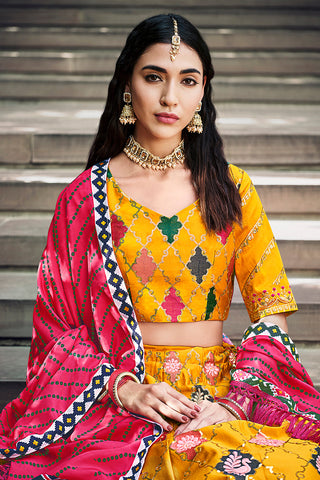 Amazing Yellow Sequins Embroidered Silk Lehenga Choli ClothsVilla
