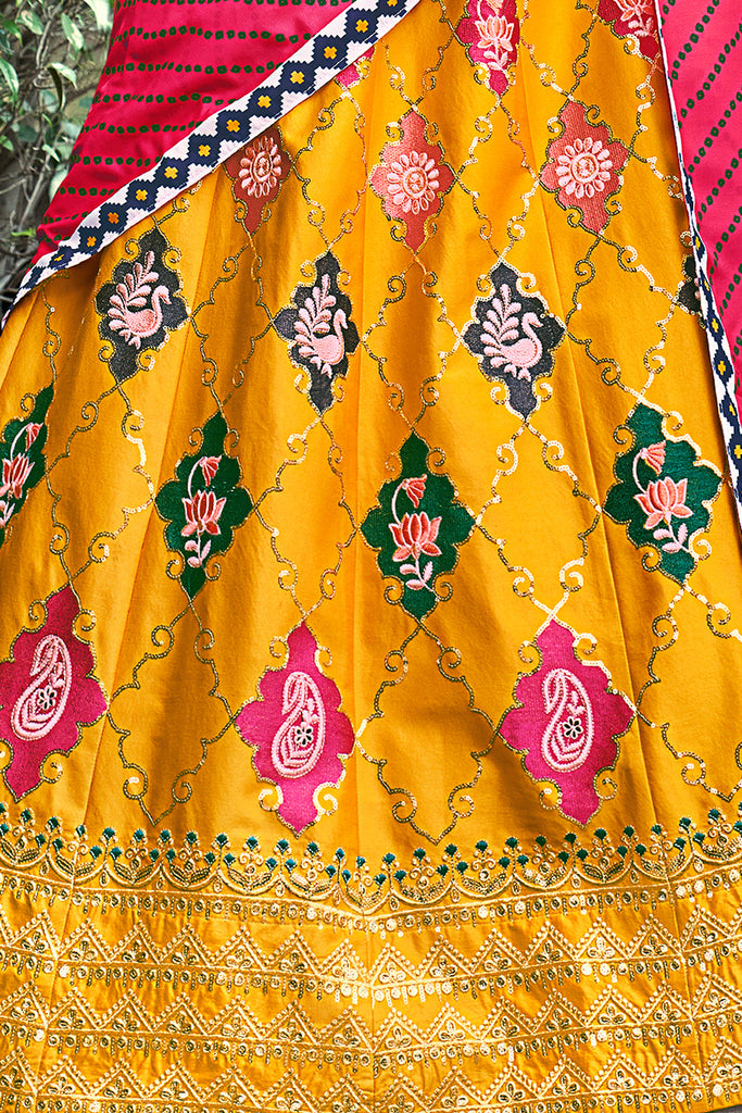 Amazing Yellow Sequins Embroidered Silk Lehenga Choli ClothsVilla