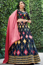 Load image into Gallery viewer, Marvelous Navy Blue Sequins Embroidered Silk Lehenga Choli ClothsVilla