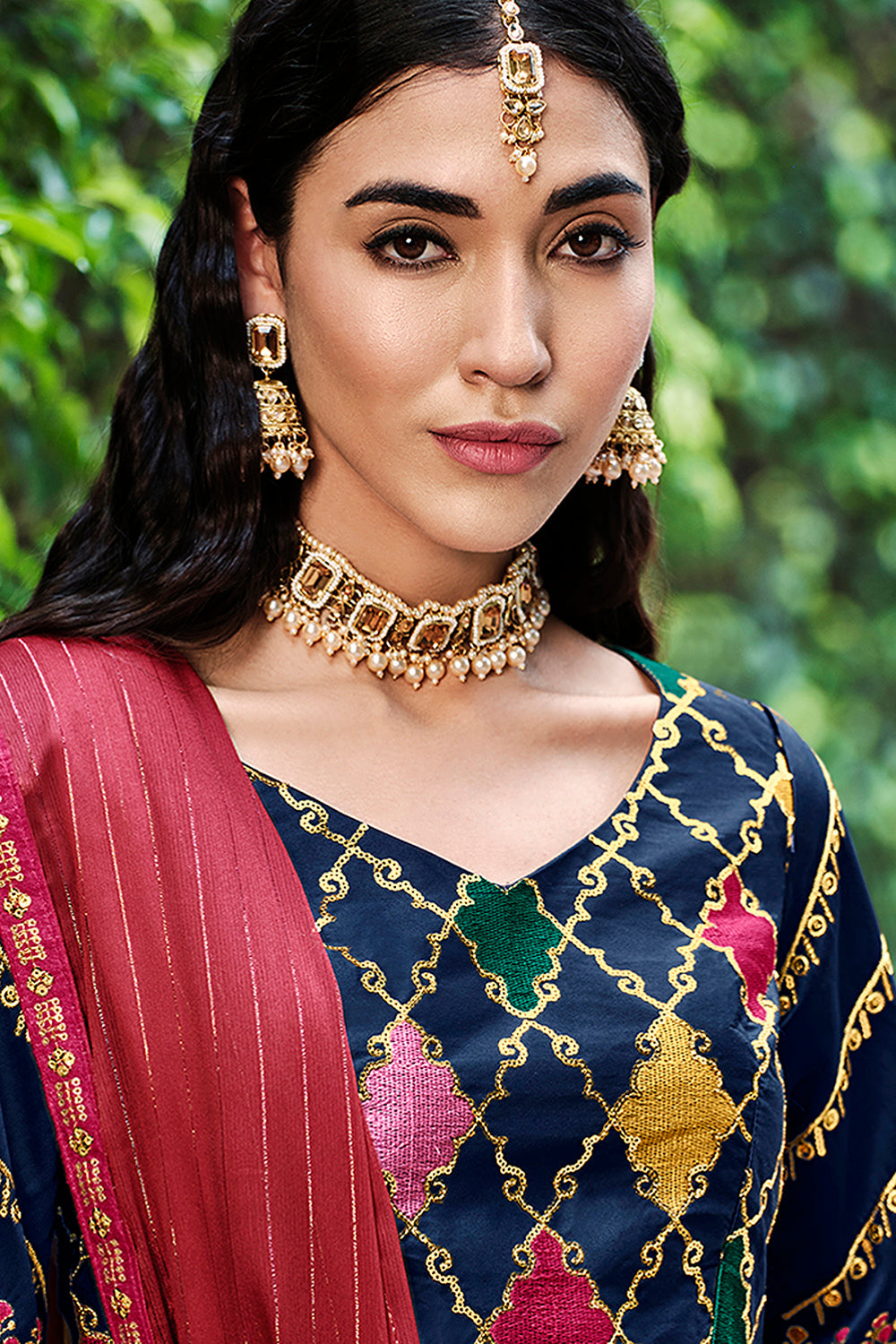 Marvelous Navy Blue Sequins Embroidered Silk Lehenga Choli ClothsVilla