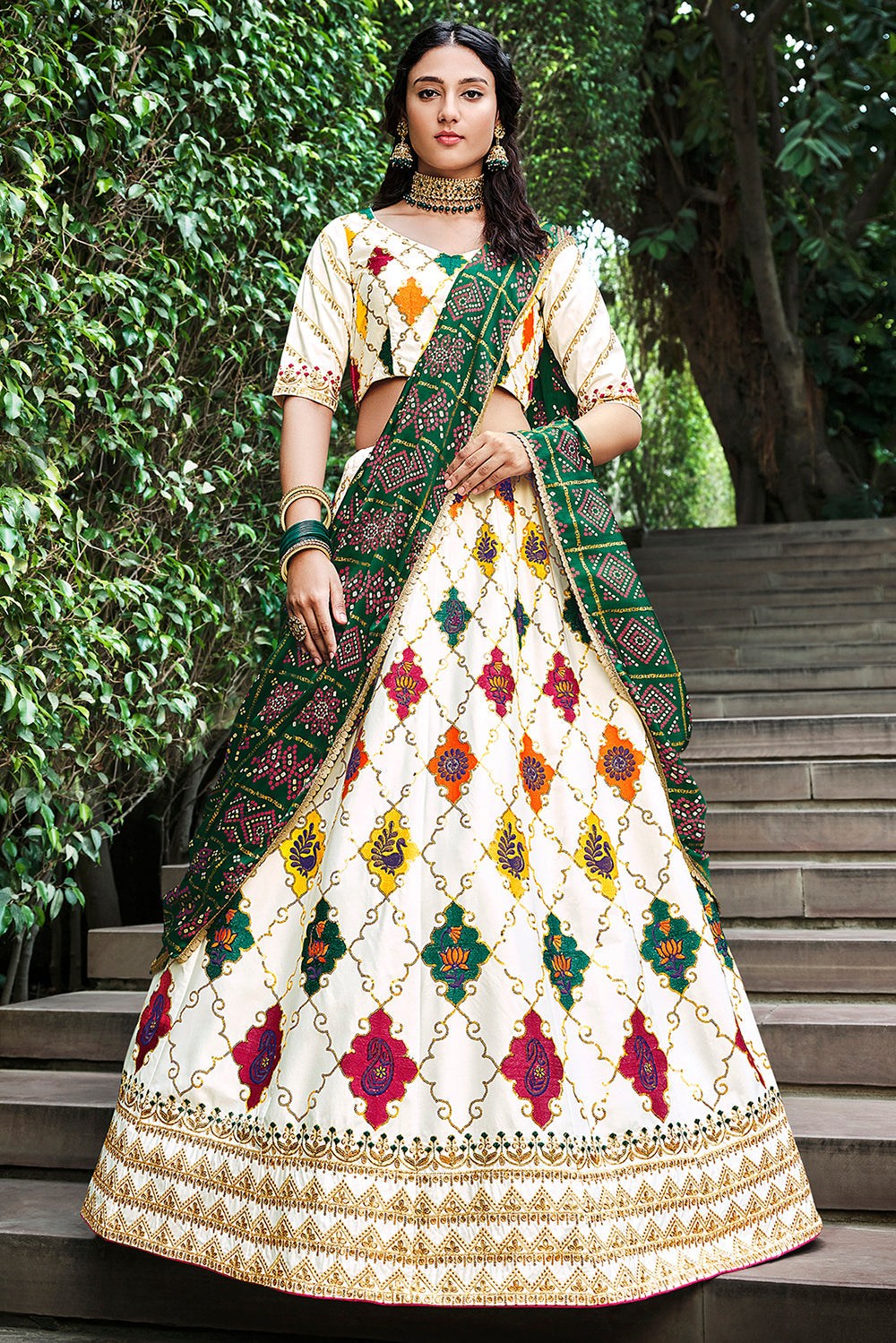 Incredible White Sequins Embroidered Silk Lehenga Choli ClothsVilla