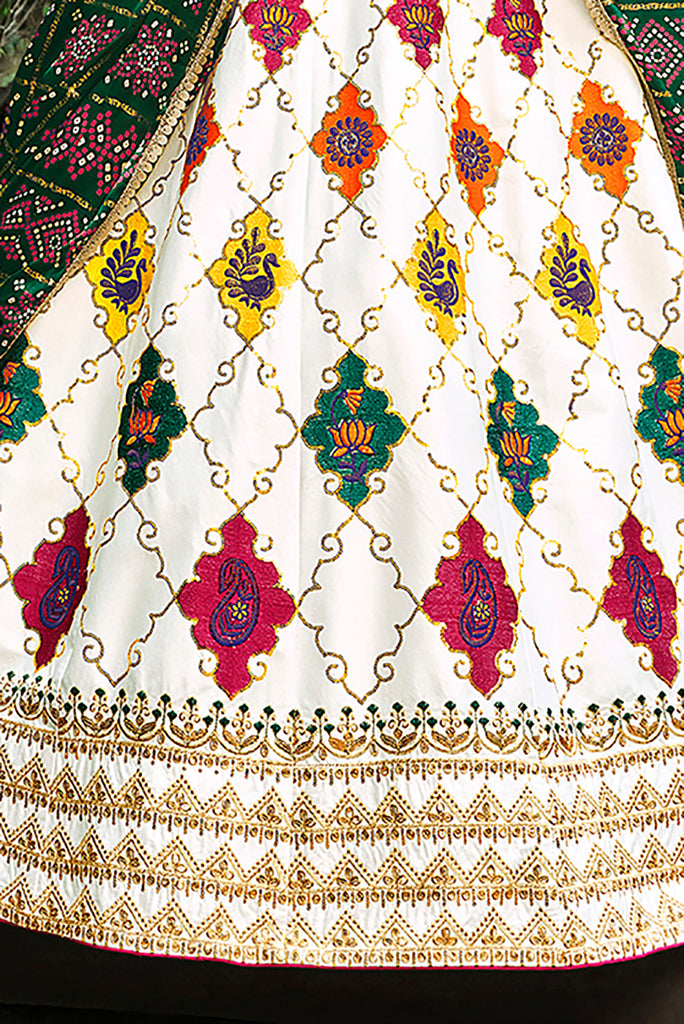Incredible White Sequins Embroidered Silk Lehenga Choli ClothsVilla